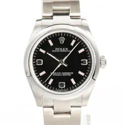 USED ROLEX OYSTER PERPETUAL 177200 BLACK CASE SIZE 31MM MEN'S WATCH #321425