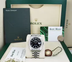 ROLEX WHITE GOLD & SS DATEJUST BLACK INDEX DIAL JUBILEE BAND 116244 SANT BLANC