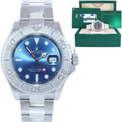 2019 MINT PAPERS ROLEX YACHT-MASTER 116622 STEEL PLATINUM BLUE 40MM WATCH BOX