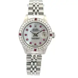 1974 ROLEX DATEJUST #6919 - 26MM LADIES DIAMOND BEZEL&MOP RUBY DIAL,JUBILEE BAND