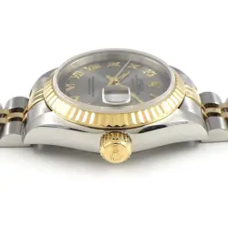 Rolex Watch Datejust 69173 Sunray Silver Dial Roman Numeral Index 750YG SS AT