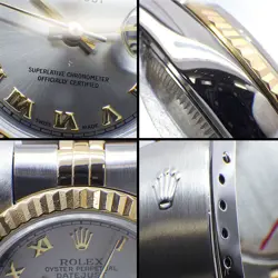 Rolex Watch Datejust 69173 Sunray Silver Dial Roman Numeral Index 750YG SS AT