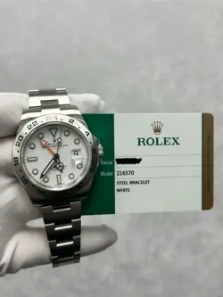ROLEX EXPLORER II 216570 WITH CARD STAINLESS STEEL WHITE DIAL 42MM OYSTER BAND