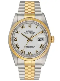 ROLEX DATEJUST 16233 WHITE DIAL MENS WATCH BOX PAPERS