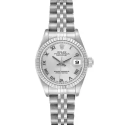 ROLEX DATEJUST STEEL WHITE GOLD SILVER ROMAN DIAL LADIES WATCH 79174