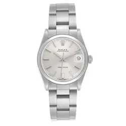 Rolex OysterDate Precision Silver Dial Midsize Steel Vintage Watch 6466