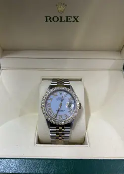 16233  Rolex Date-Just 36mm Two-Tone  Watch Diamond Dial & Bezel Jubilee Band