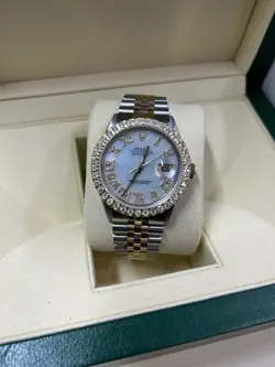 16233  Rolex Date-Just 36mm Two-Tone  Watch Diamond Dial & Bezel Jubilee Band