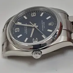 W/Box Papers 2015 Rolex Oyster Perpetual Steel Automatic 34 mm Blue Watch 114200