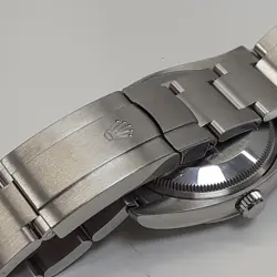 W/Box Papers 2015 Rolex Oyster Perpetual Steel Automatic 34 mm Blue Watch 114200