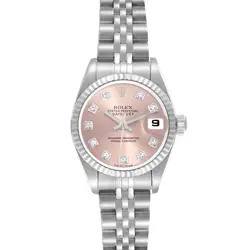 ROLEX DATEJUST STEEL WHITE GOLD SALMON DIAMOND DIAL LADIES WATCH 79174