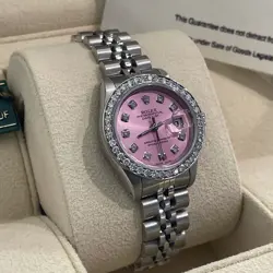 ROLEX LADY-DATEJUST 26MM PINK DIAMOND DIAL DIAMOND BEZEL JUBILEE REF: 69174