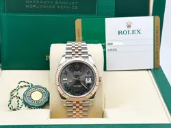 ROLEX DATEJUST 41 126331 WIMBLEDON 18K ROSE GOLD STAINLESS BOX PAPER