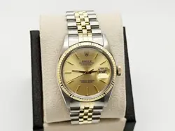 ROLEX DATEJUST 16013 CHAMPAGNE DIAL 14K YELLOW GOLD STAINLESS STEEL 36MM