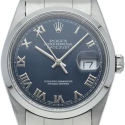 ROLEX DATEJUST MEN'S WATCH BLUE OVERHAULED 16200(A) BOX WARRANTY STAINLESS S...