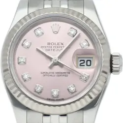 ROLEX DATEJUST 26 LADIES WATCH 10P DIAMOND LIGHT PINK 179174G BOX WARRANTY K...
