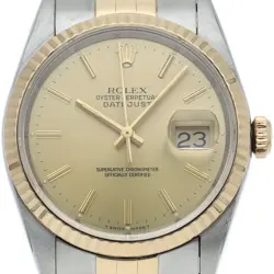 ROLEX DATEJUST MEN'S WATCH 16233(X) BOX WARRANTY K18YG/STAINLESS STEEL MENSW...