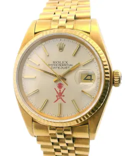 ROLEX 16018 18K YELLOW GOLD RED KHANJAR DIAL VINTAGE WATCH