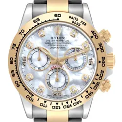 ROLEX DAYTONA STEEL YELLOW GOLD MOP DIAMOND DIAL MENS WATCH 116503 BOX CARD