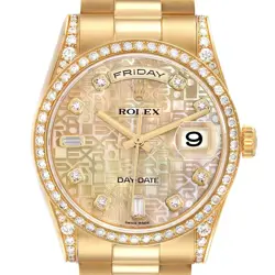 ROLEX PRESIDENT DAY-DATE YELLOW GOLD DIAMOND MOP MENS WATCH 118388 BOX CARD
