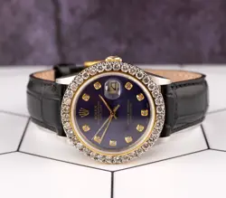 Rolex Datejust 36mm 2-Tone 2.50ct Dark Blue Diamonds Dial Men's Watch