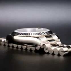 Rolex Day Date II President Blue Wave Arabic 18kt White Gold Fluted Bezel 218239