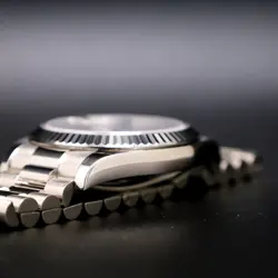 Rolex Day Date II President Blue Wave Arabic 18kt White Gold Fluted Bezel 218239