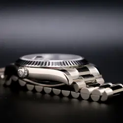 Rolex Day Date II President Blue Wave Arabic 18kt White Gold Fluted Bezel 218239