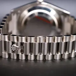 Rolex Day Date II President Blue Wave Arabic 18kt White Gold Fluted Bezel 218239