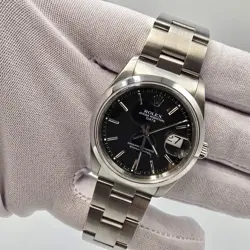 ROLEX OYSTER PERPETUAL DATE 15200 STAINLESS STEEL BLACK DIAL 34MM WATCH