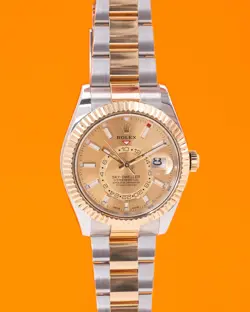 ROLEX SKY-DWELLER 42MM 326933 YELLOW TWO TONE CHAMPAGNE DIAL