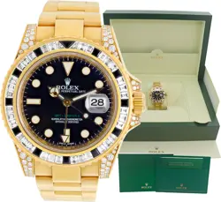 Rolex GMT-Master II 116758SANR 18k Yellow Gold Black dial 40mm Automatic watch