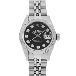 ROLEX DATEJUST 10P DIAMOND 69174G BLACK U NUMBER SECOND HAND WOMEN