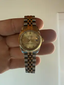 ROLEX DATEJUST GOLD AND SILVER JUBILEE BRACELET WITH GOLD BEZEL