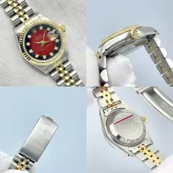 Rolex Datejust 26mm 69173 Factory Red Vignette Diamond Dial Gold Jubilee Papers