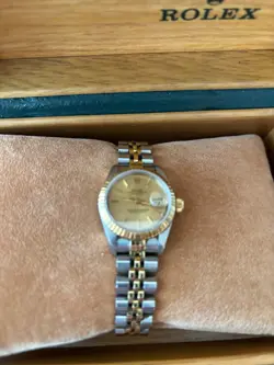 ROLEX DATEJUST LADY 2TONE 18K YELLOW GOLD & STEEL WATCH  MODEL  69173 