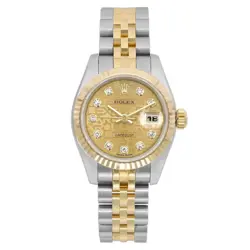 ROLEX DATEJUST 26MM 18K GOLD STEEL JUBILEE DIAMOND DIAL LADIES WATCH 179173
