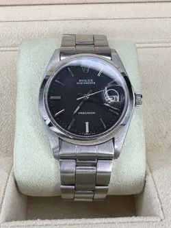 ROLEX OYSTERDATE PRECISION 34MM BLACK DIAL - MANUAL WIND - OYSTER BRACELET