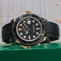 Rolex Yacht-Master 40mm 116655 18k Rose Gold Matte Black Mens Watch & Box