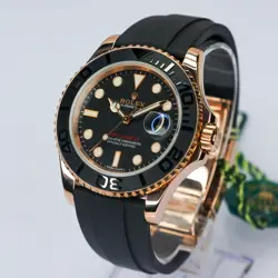 Rolex Yacht-Master 40mm 116655 18k Rose Gold Matte Black Mens Watch & Box