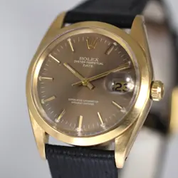 VINTAGE ROLEX 1500 OYSTER DATE 18K SOLID YELLOW GOLD 1968 MENS WATCH SERVICE