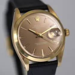 VINTAGE ROLEX 1500 OYSTER DATE 18K SOLID YELLOW GOLD 1968 MENS WATCH SERVICE