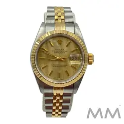 ROLEX DATEJUST 69173 26MM TWO-TONE WATCH TAPESTRY DIAL BOX AND PAPERS