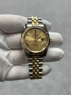 ROLEX DATEJUST 116233 36MM TWO TONE 18K GOLD STEEL JUBILEE BAND CHAMPAGNE DIAL