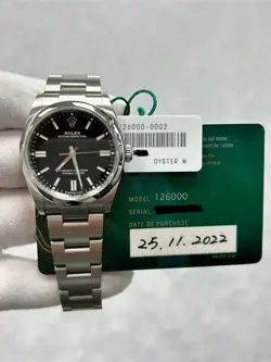 ROLEX OYSTER PERPETUAL 126000 WITH CARD BLACK DIAL 36MM OYSTER BRACELET