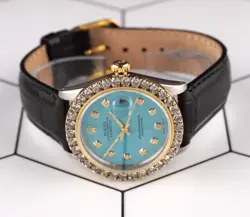 Rolex Datejust 36mm 2-Tone 2.50ct Baby Blue Diamonds Dial Men's Watch