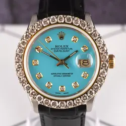 Rolex Datejust 36mm 2-Tone 2.50ct Baby Blue Diamonds Dial Men's Watch