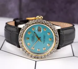 Rolex Datejust 36mm 2-Tone 2.50ct Baby Blue Diamonds Dial Men's Watch