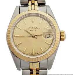 ROLEX DATEJUST 69173 18K GOLD SS CHAMPAGNE DIAL LADIES WRIST WATCH