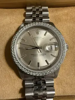 Rolex 1601 DateJust 36mm With 1.1 CT Lab Created Bezel. Custom Aftermarket Band